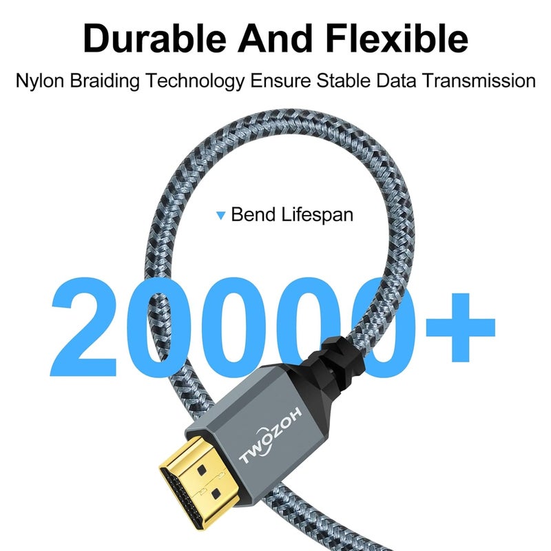 Twozoh كابل HDMI إلى VGA بطول 6.6 قدم. غلاف من سبائك الألمنيوم مع حبل نايلون ومطلي بالذهب يدعم 1080P/60HZ - Image 2
